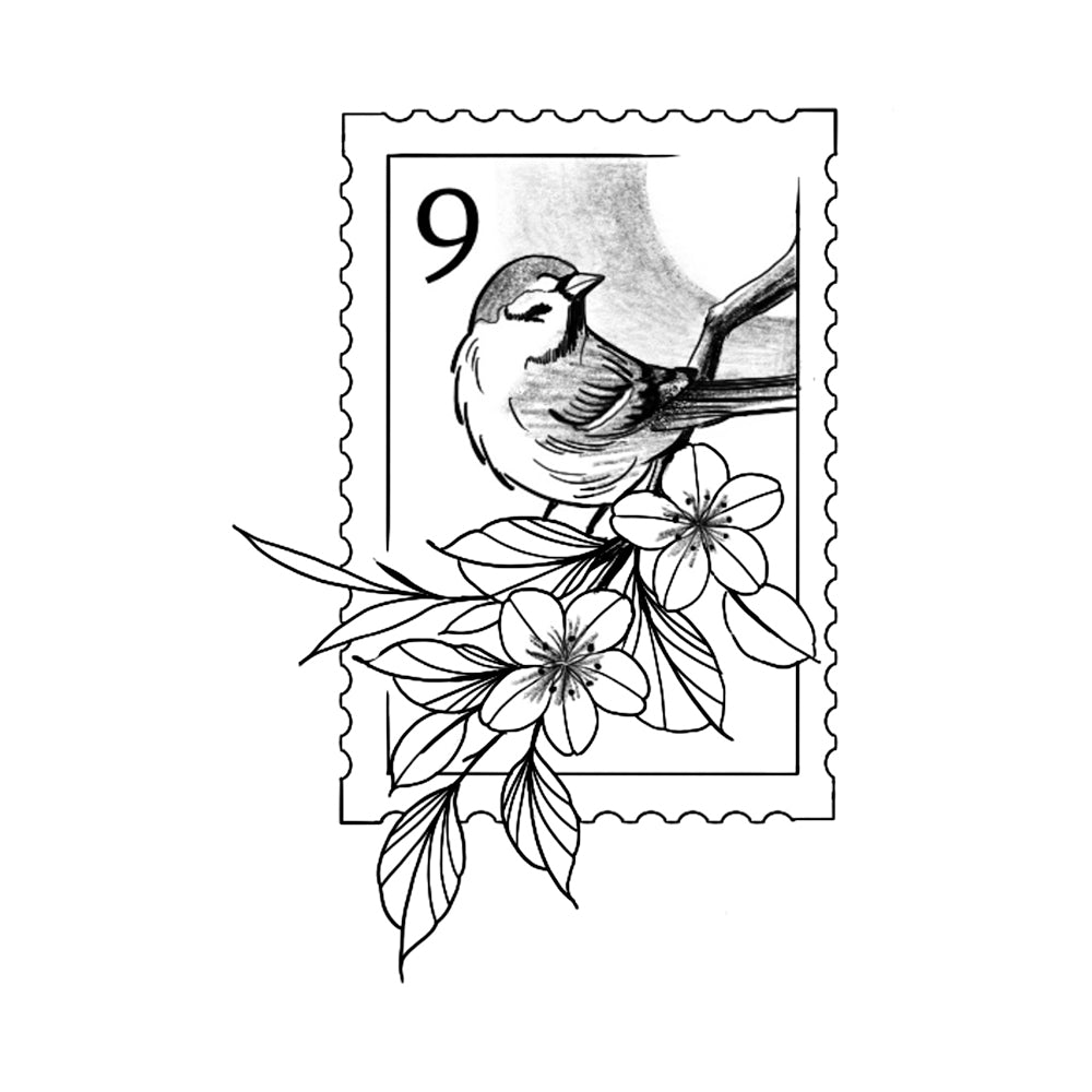 Sparrow Stamp 4 x 4 in