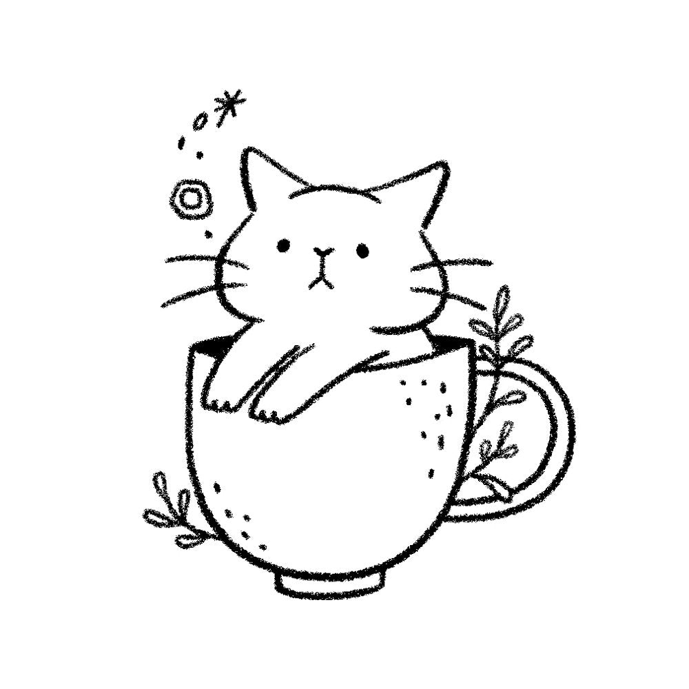 Cat In A Cup 3 x 3 in