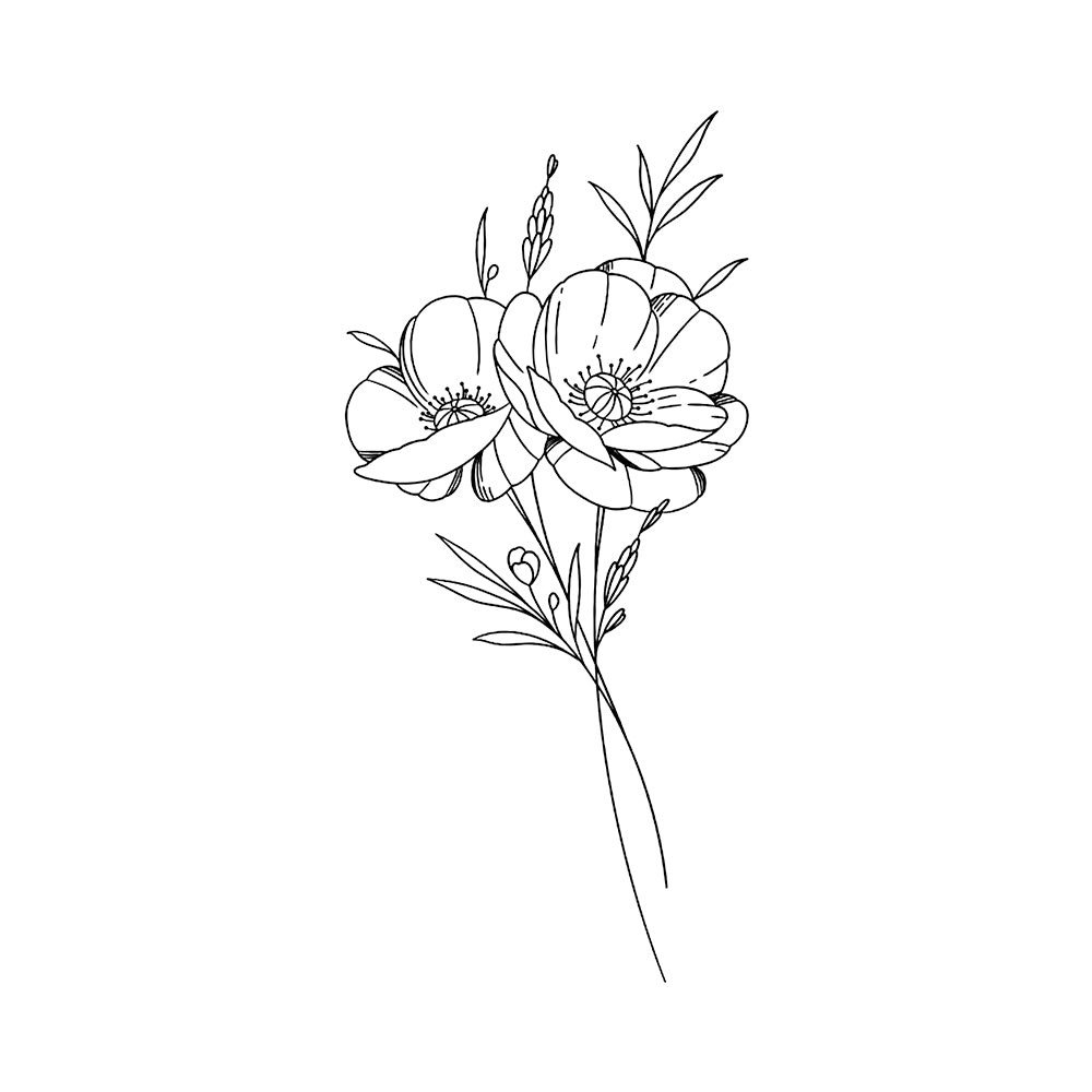 Poppy Bouquet 6 x 3 in