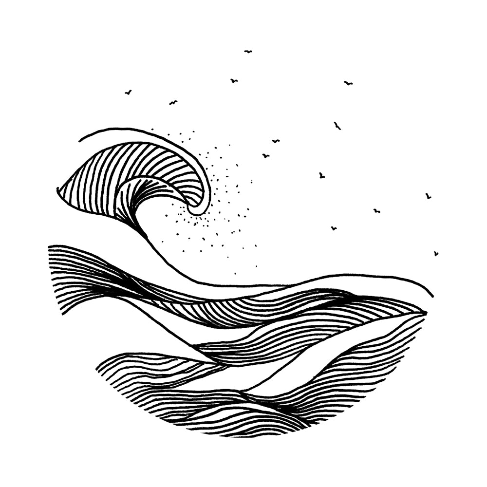 Birds Over Breakers 4 x 4 in